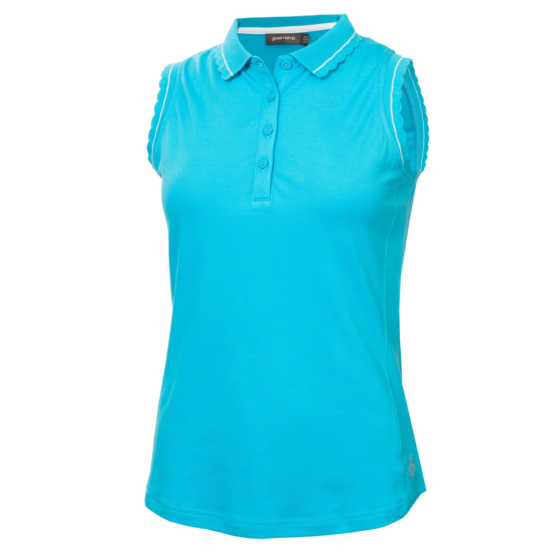 Green Lamb Ladies Sleeveless Polo with Scalloped Trim