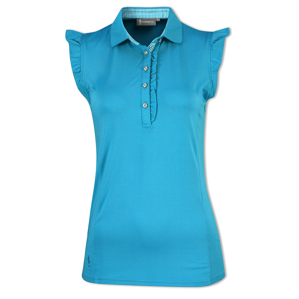 Glenmuir Ladies Sleeveless Polo with Ruffle Detail & SPF50 in Cobalt