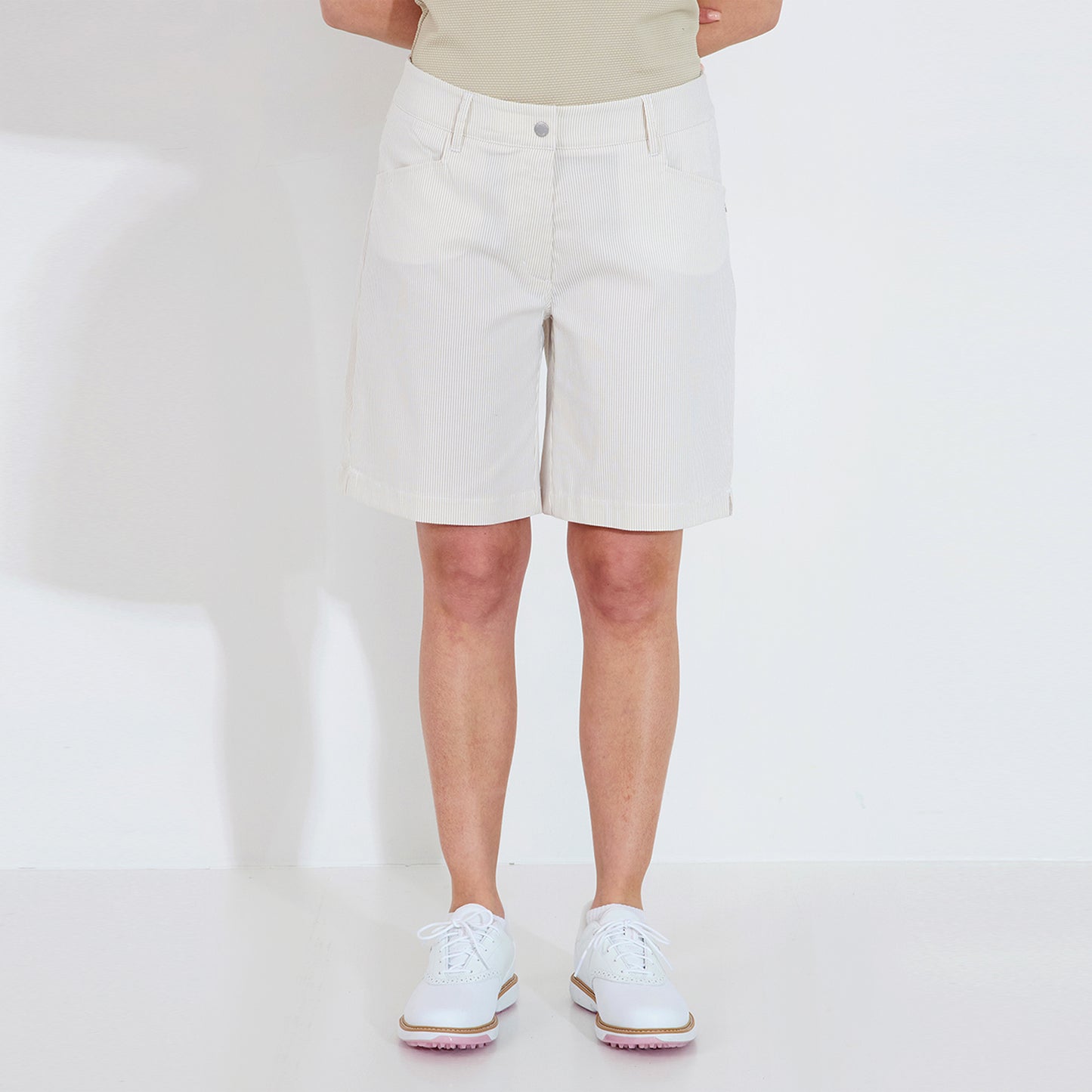 Abacus Ladies Wide Leg Pinstripe Shorts - Effortless Style & Performance 