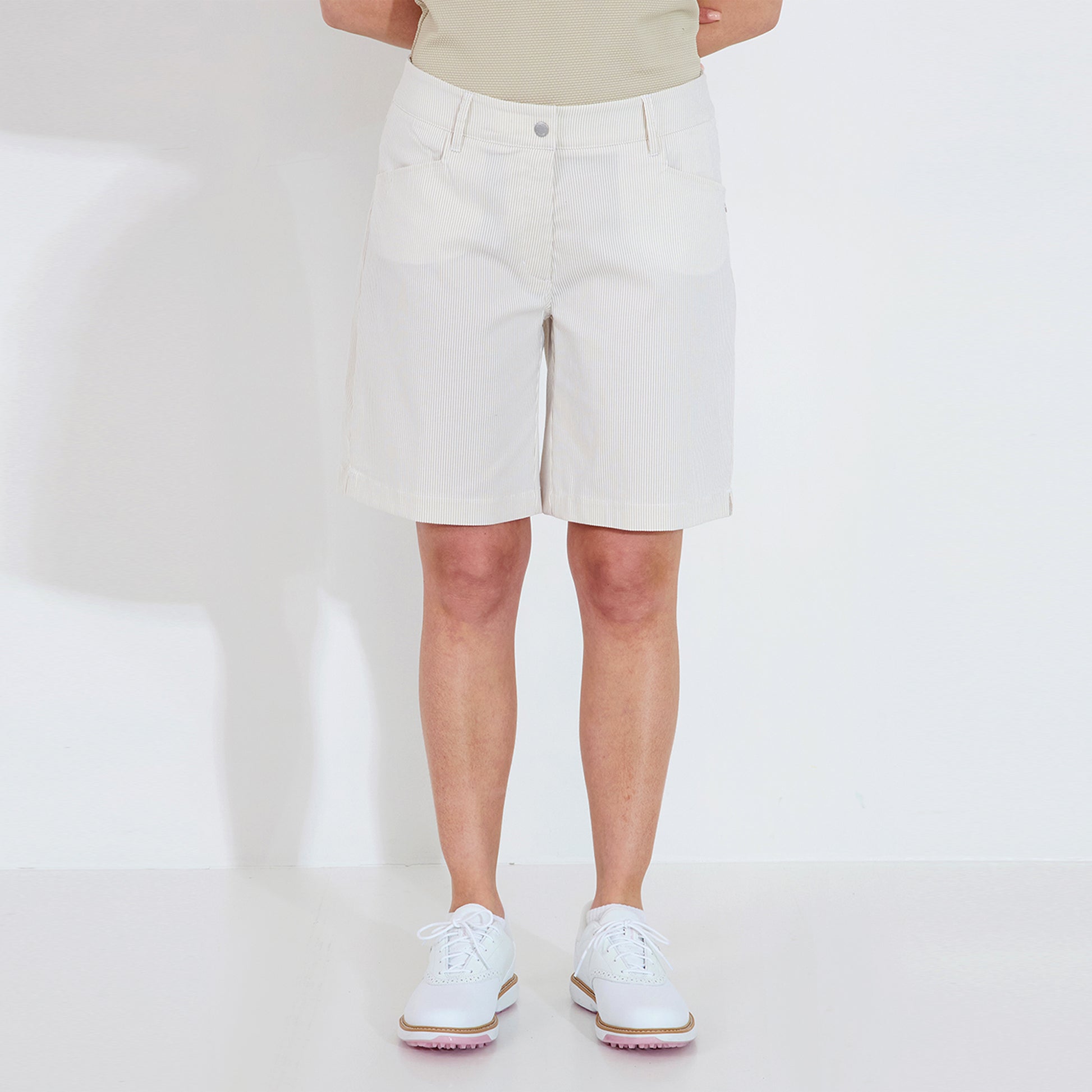Abacus Ladies Wide Leg Pinstripe Shorts - Effortless Style & Performance 