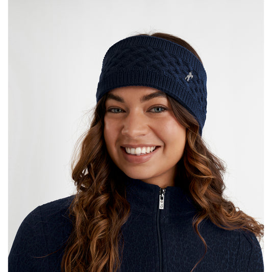 Green Lamb Ladies Fleece Lined Knitted Headband in Navy