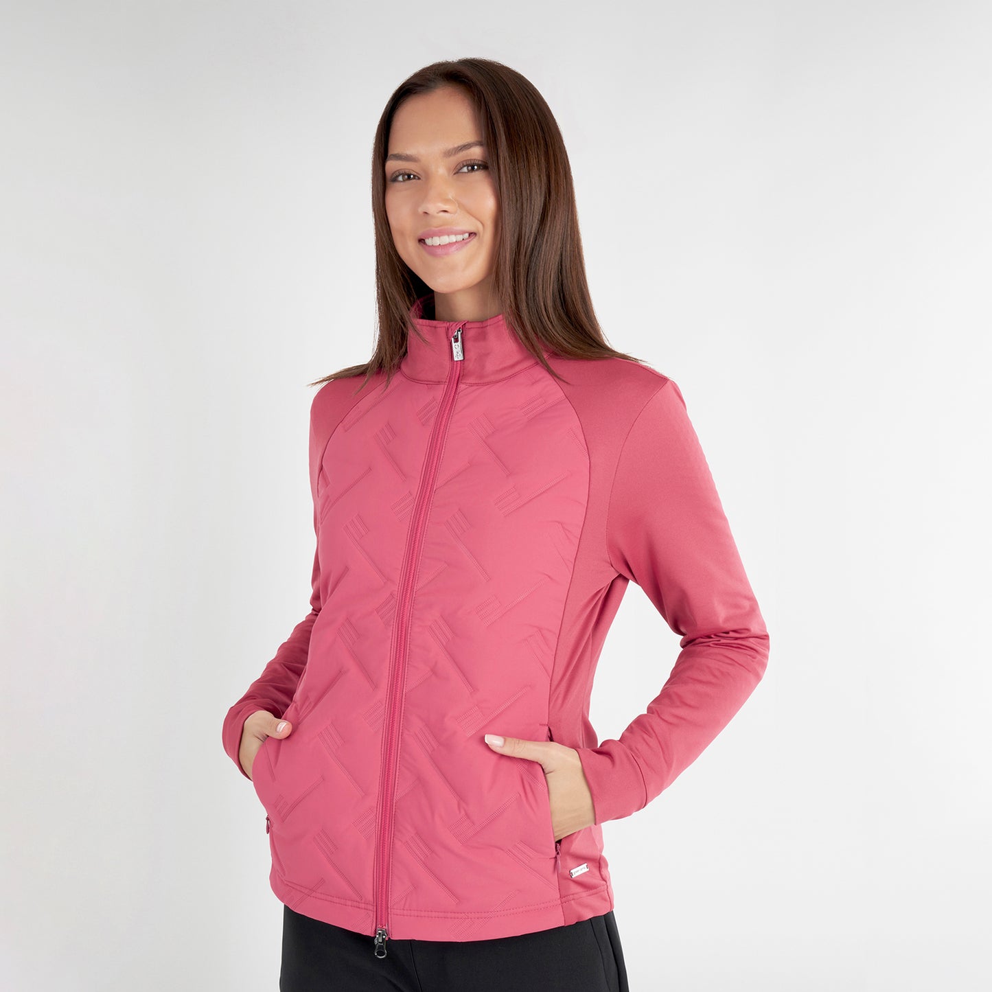 Green Lamb Womens Hybrid Jacket with Debossed Linear Pattern