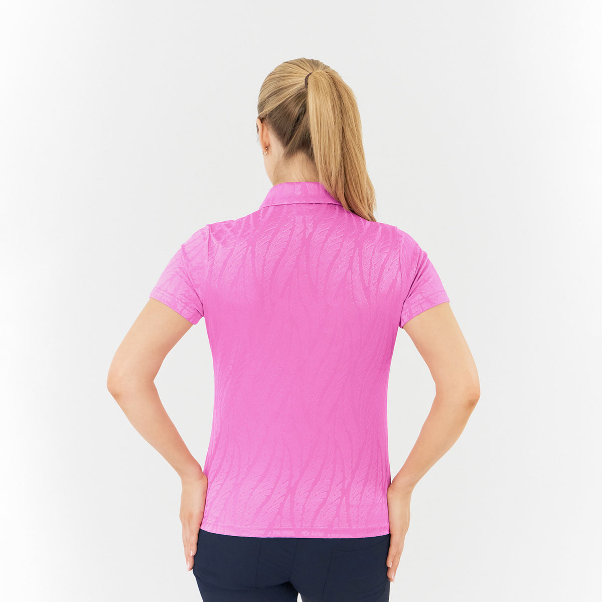 Pure Golf Ladies Jacquard Fern Print Polo