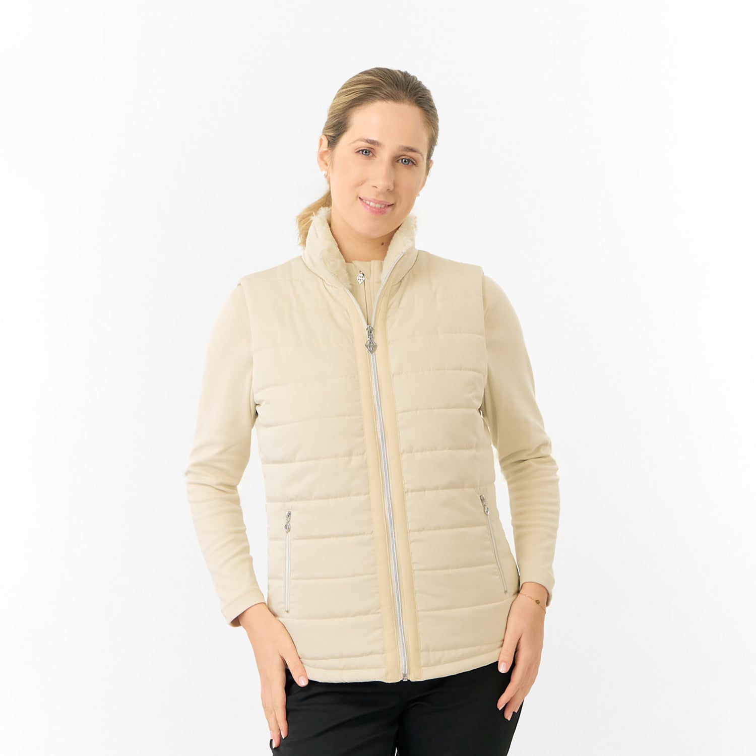 Pure Golf Ladies Insulated Faux Fur Collar Gilet