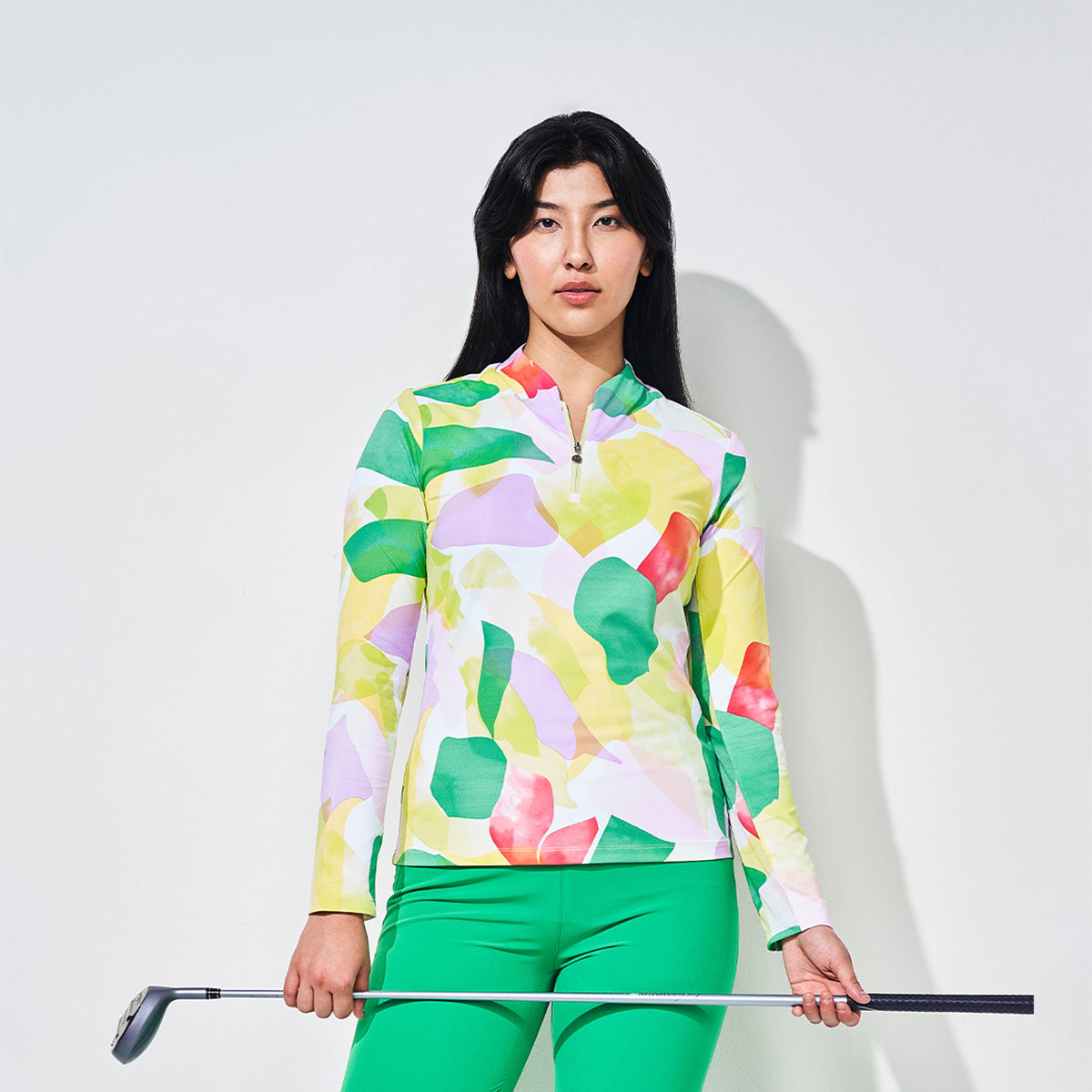 Nivo Ladies Long Sleeve Golf Polo in Abstract Print