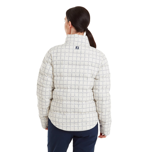 FootJoy Ladies Water Resistant Thermal Insulated Jacket in Cream with Navy Distressed Check