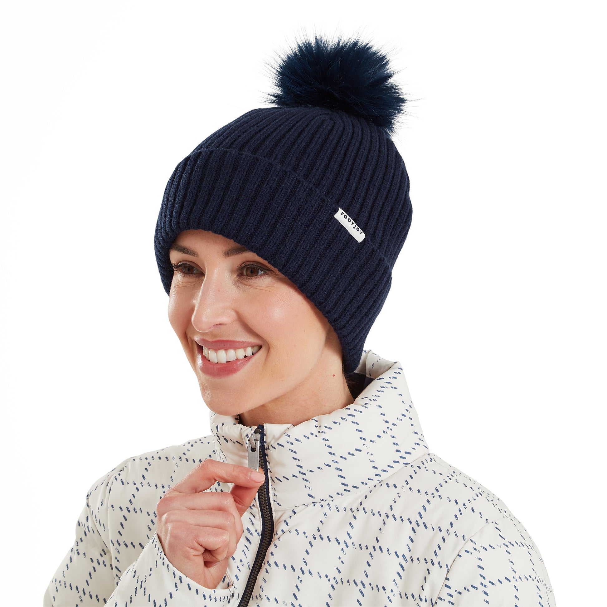 FootJoy Ladies Fleece Lined Bobble Hat in Navy