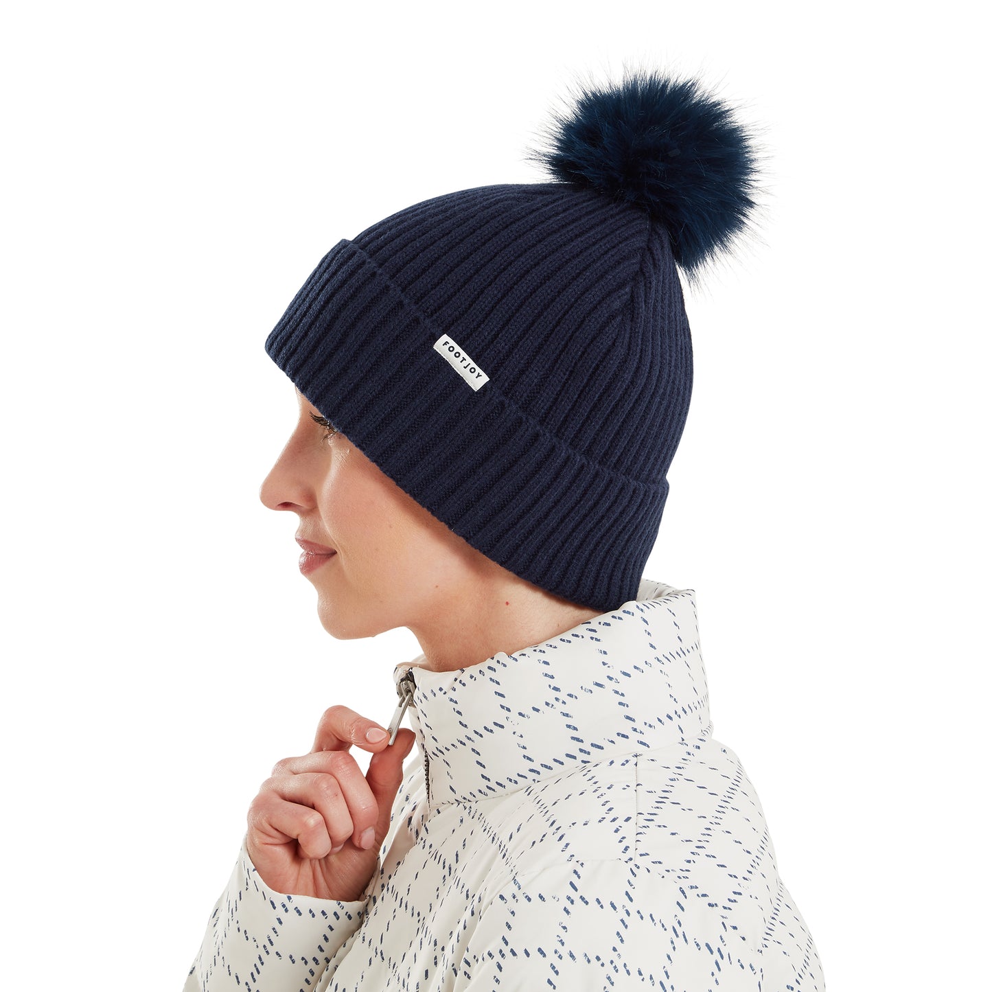 FootJoy Ladies Fleece Lined Bobble Hat in Navy