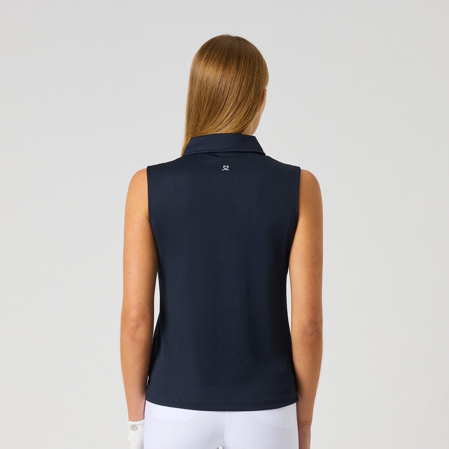 Daily Sports Honeycomb Structured Sleeveless Polo Shirt in Navy