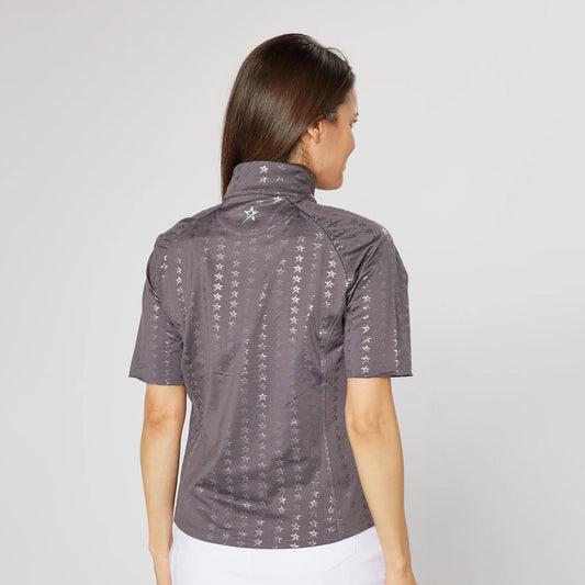 Swing Out Sister Ladies Brushed Backed Half Sleeve Top with 1/4 Zip in Ultimate Grey