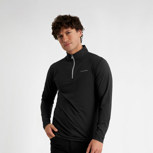 Calvin Klein Mens Technical Zip-Neck Top in Black