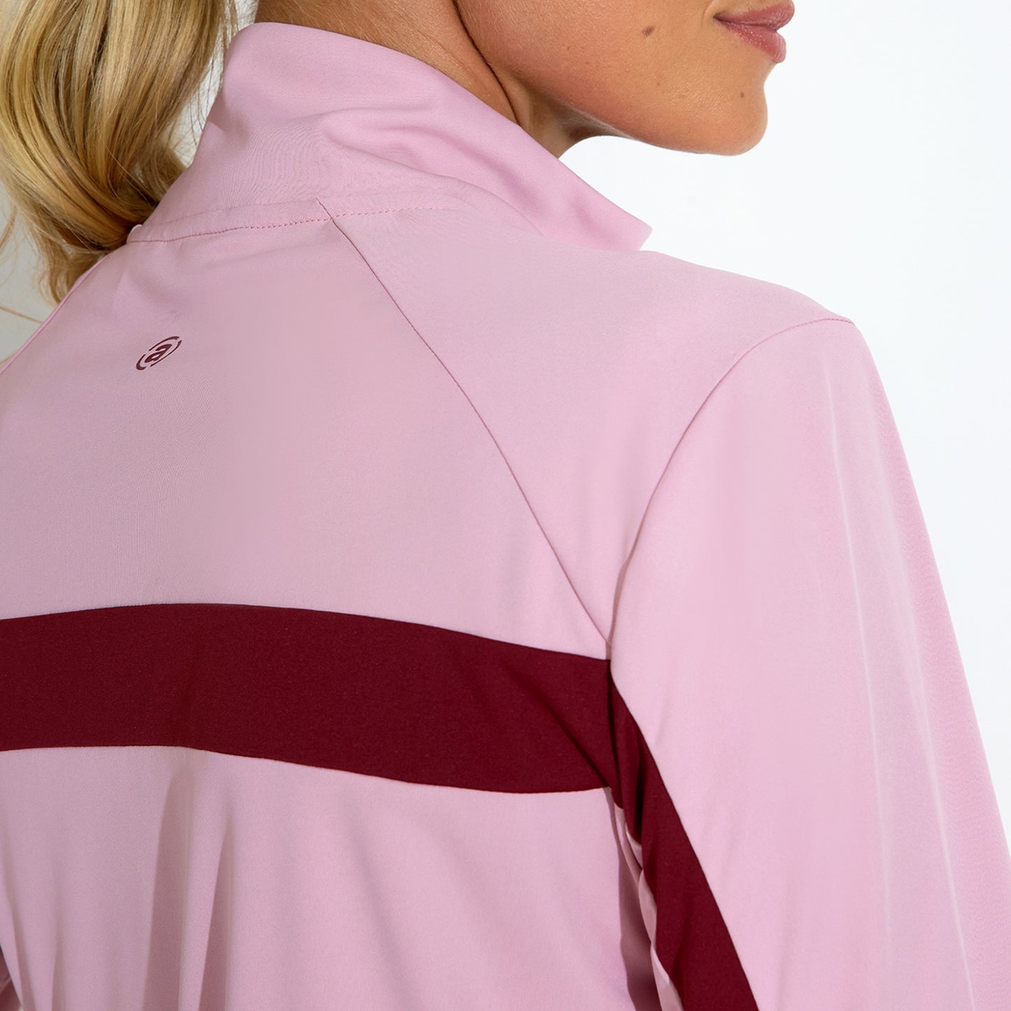Abacus Ladies Zip-Neck Top with Colour Block Detailing