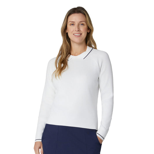 Callaway Ladies Smart Ribbed Sweater with Attached Collar For A Standout Look