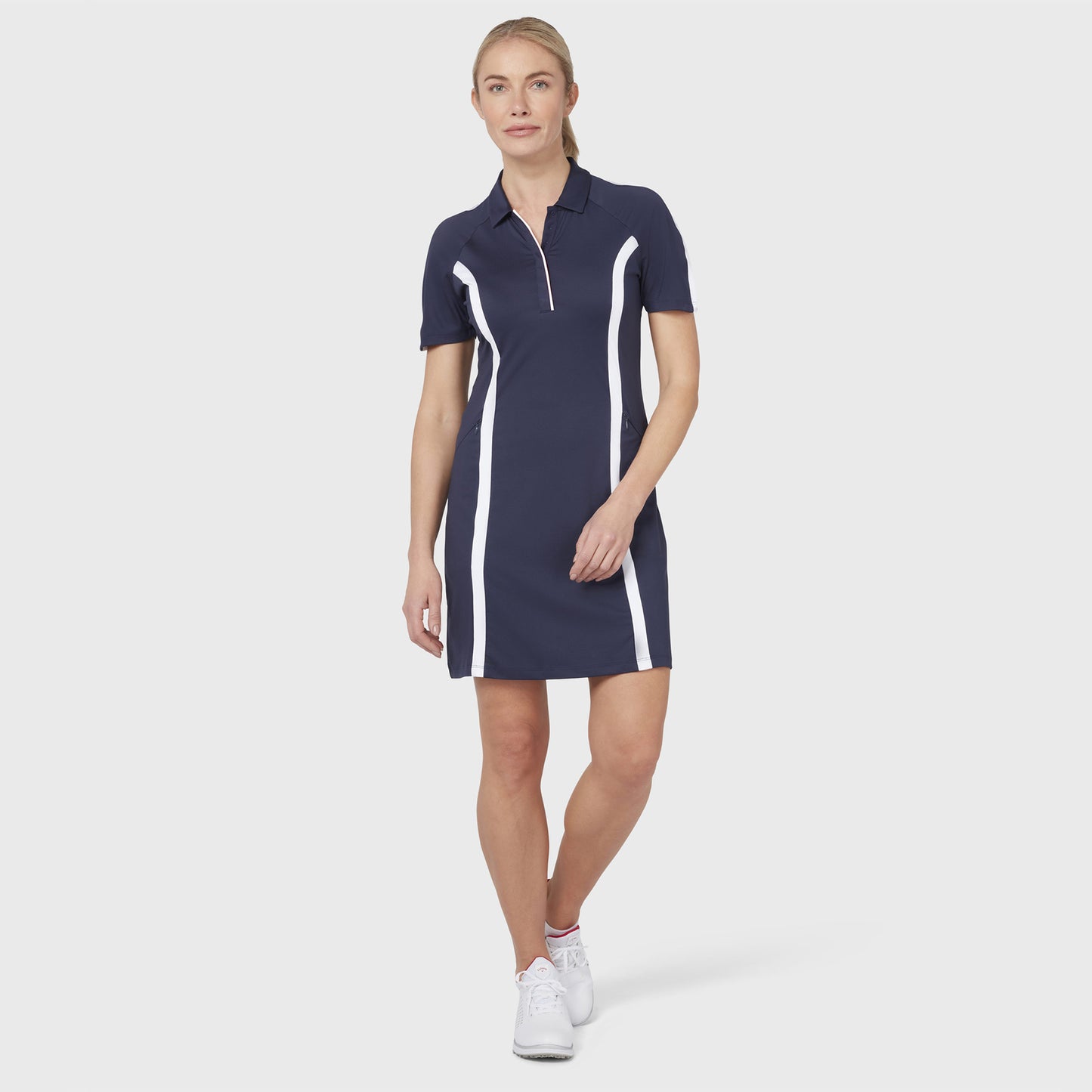 Callaway Ladies Short Sleeve Colourblock Dress in Peacoat - Last One Small Only Left