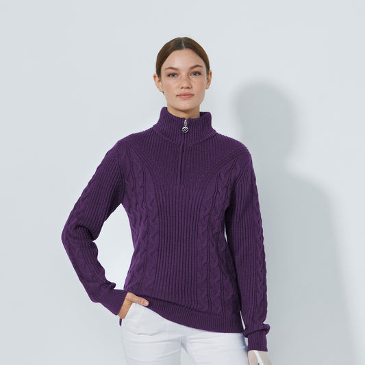 Daily Sports Ladies Half Zip Cable Knit Sweater 