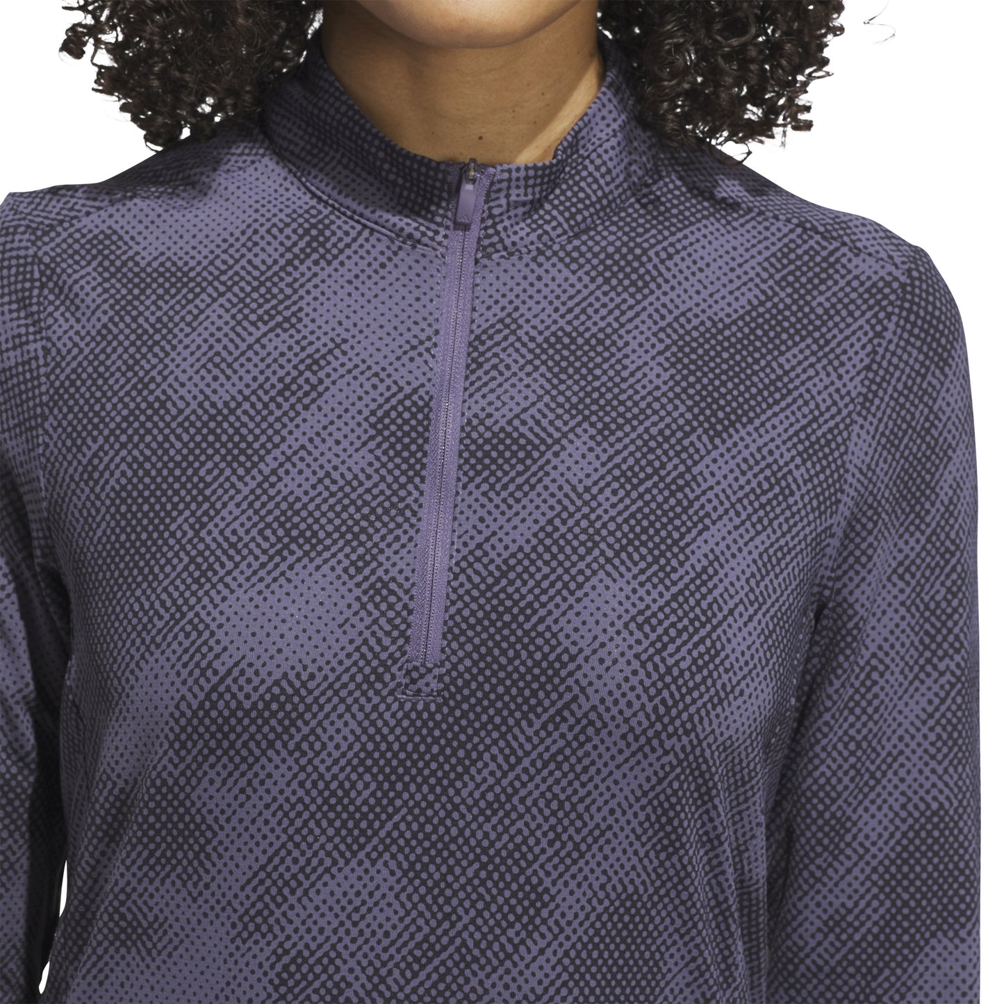 adidas Golf Ladies Zip-Neck Top with Abstract Dot Print