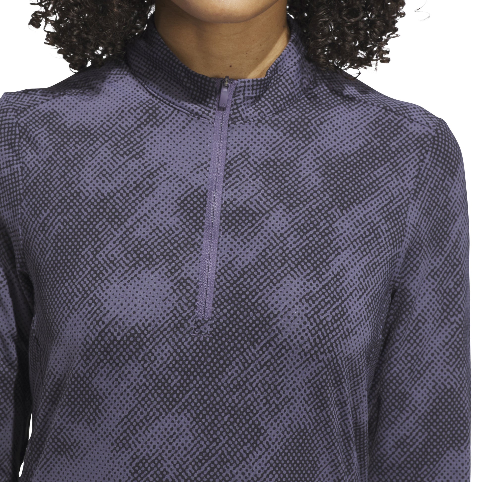 adidas Golf Ladies Zip-Neck Top with Abstract Dot Print