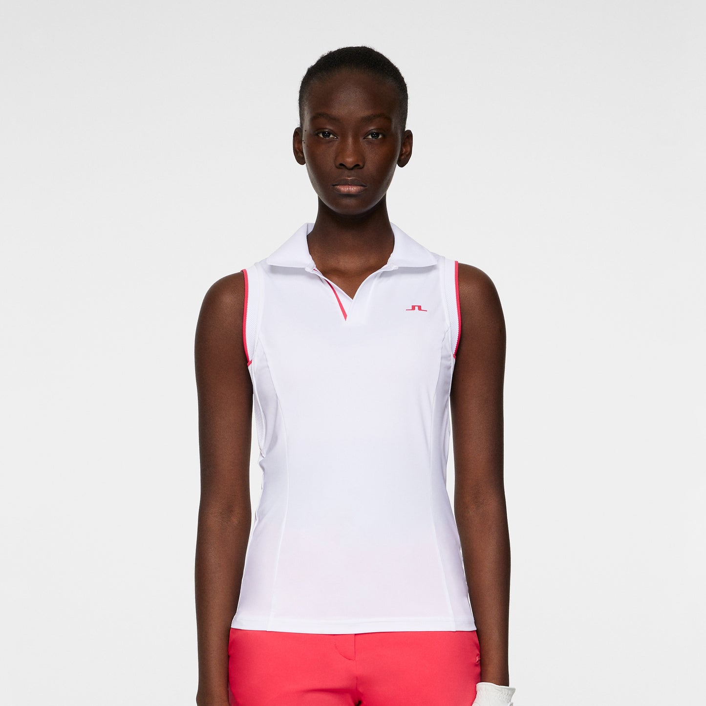 J.Lindeberg Ladies Sleeveless Polo with Pink Trim