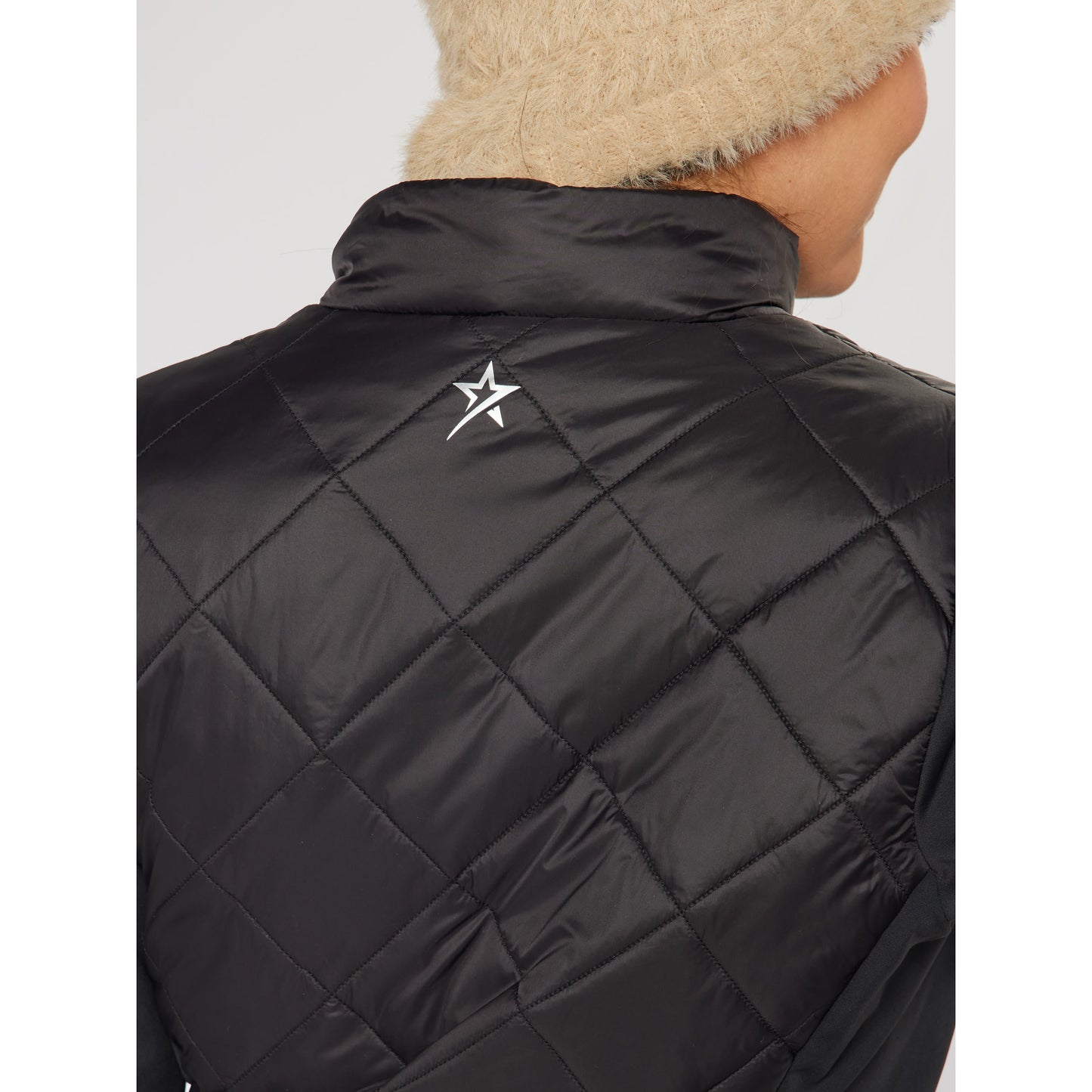 Swing Out Sister Ladies Quilted Hybrid Jacket with Lightweight Insulation in Black