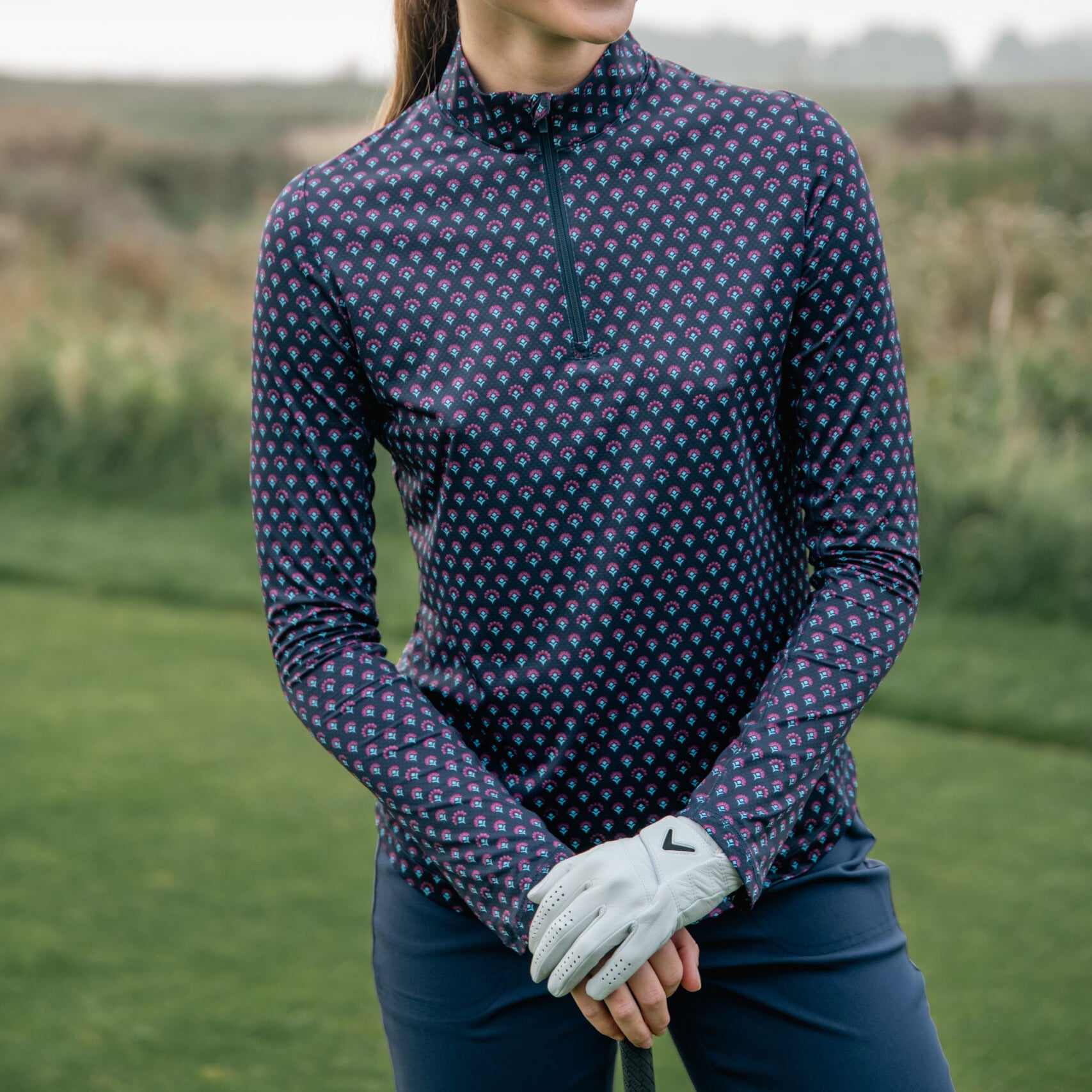 Callaway Womens Golf Top with Floral Print Design