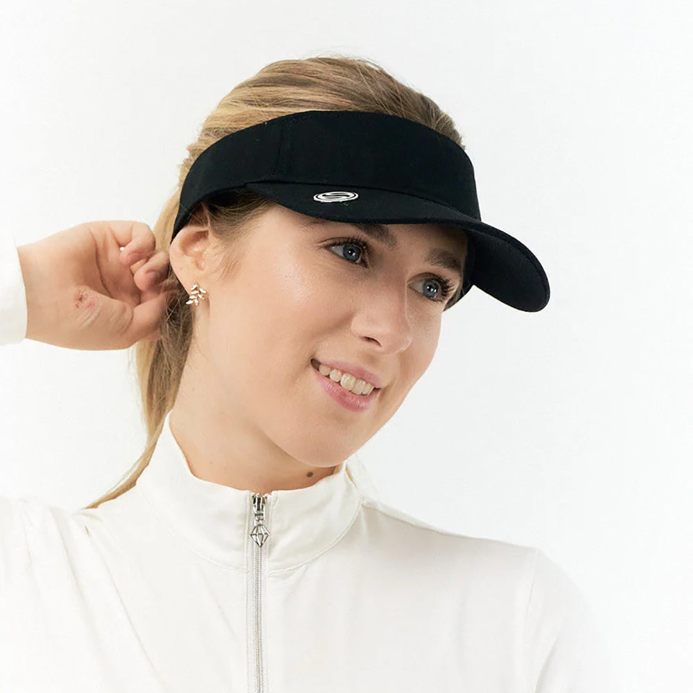Surprizeshop Ladies Black Golf Visor with Magnetic Ball Marker & Adjustable Fit