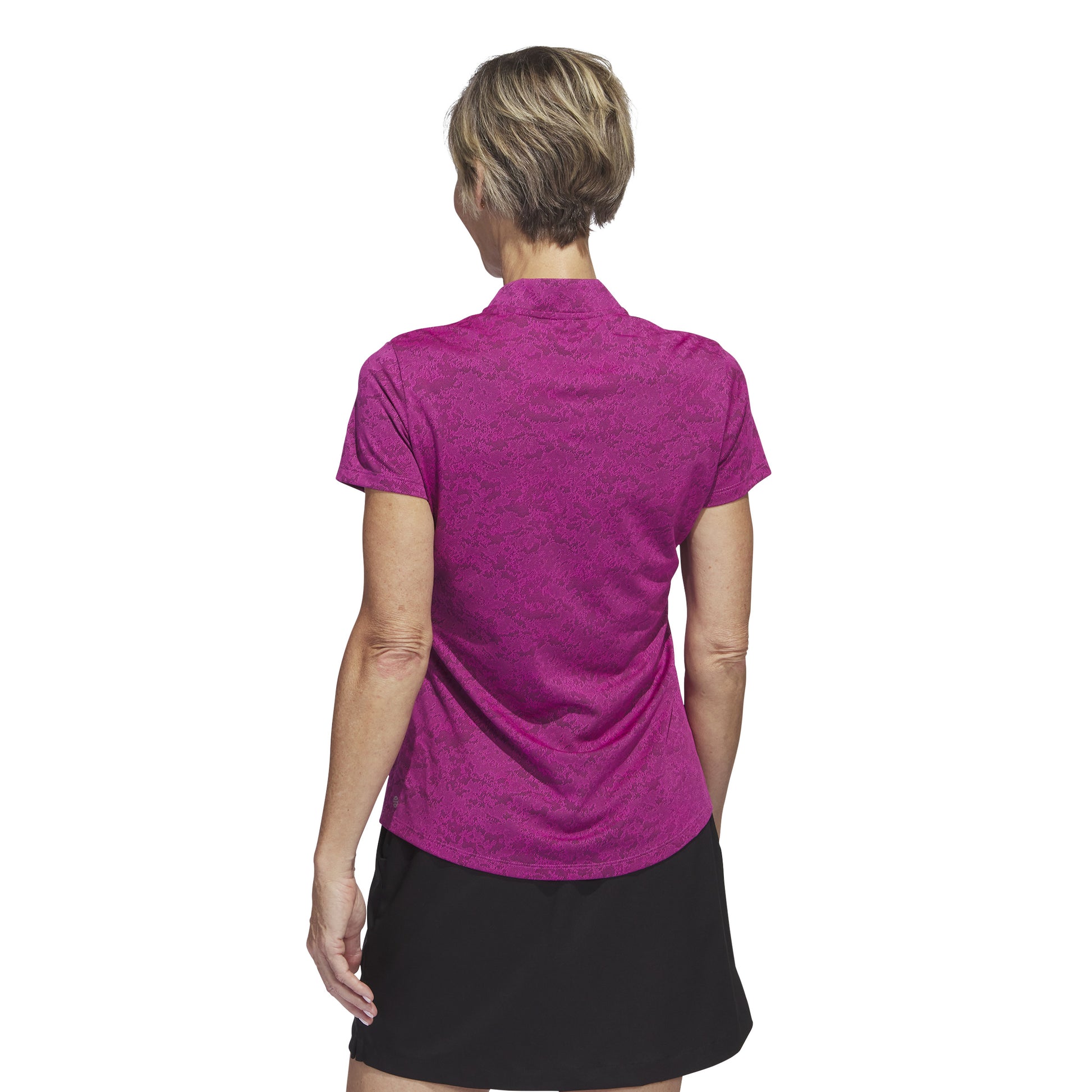 adidas Ladies Short Sleeve Golf Polo with Jacquard Lace Print - Last One XS Only Left