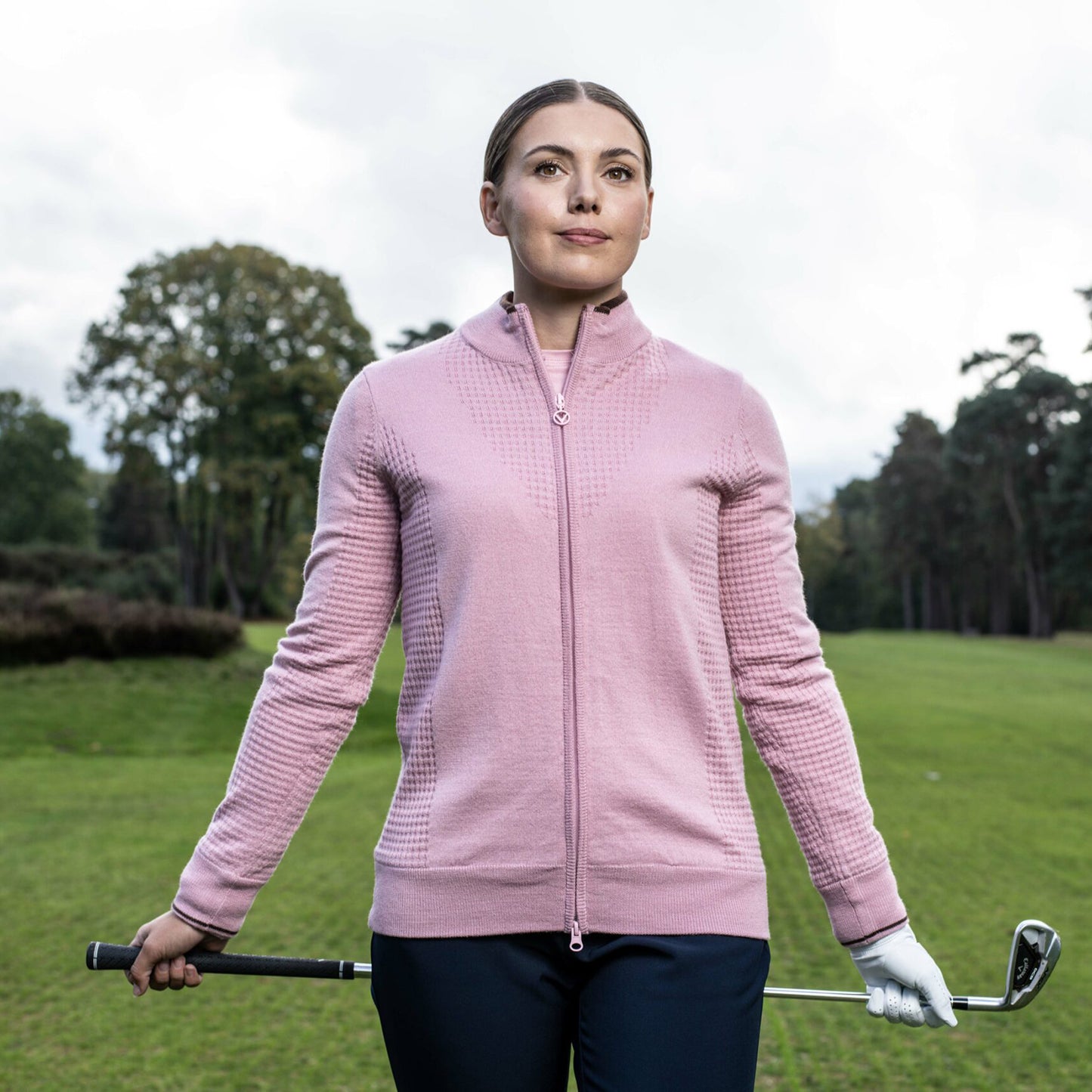 Callaway Ladies Lined Windstopper Full-Zip Sweater in Pink Nectar