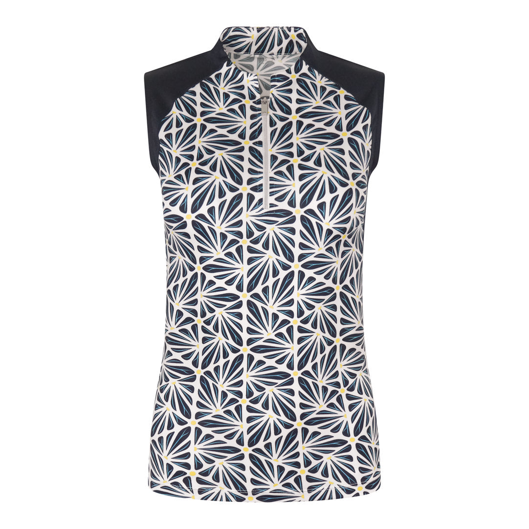 Tail Ladies Sleeveless Polo in Geometric Print 