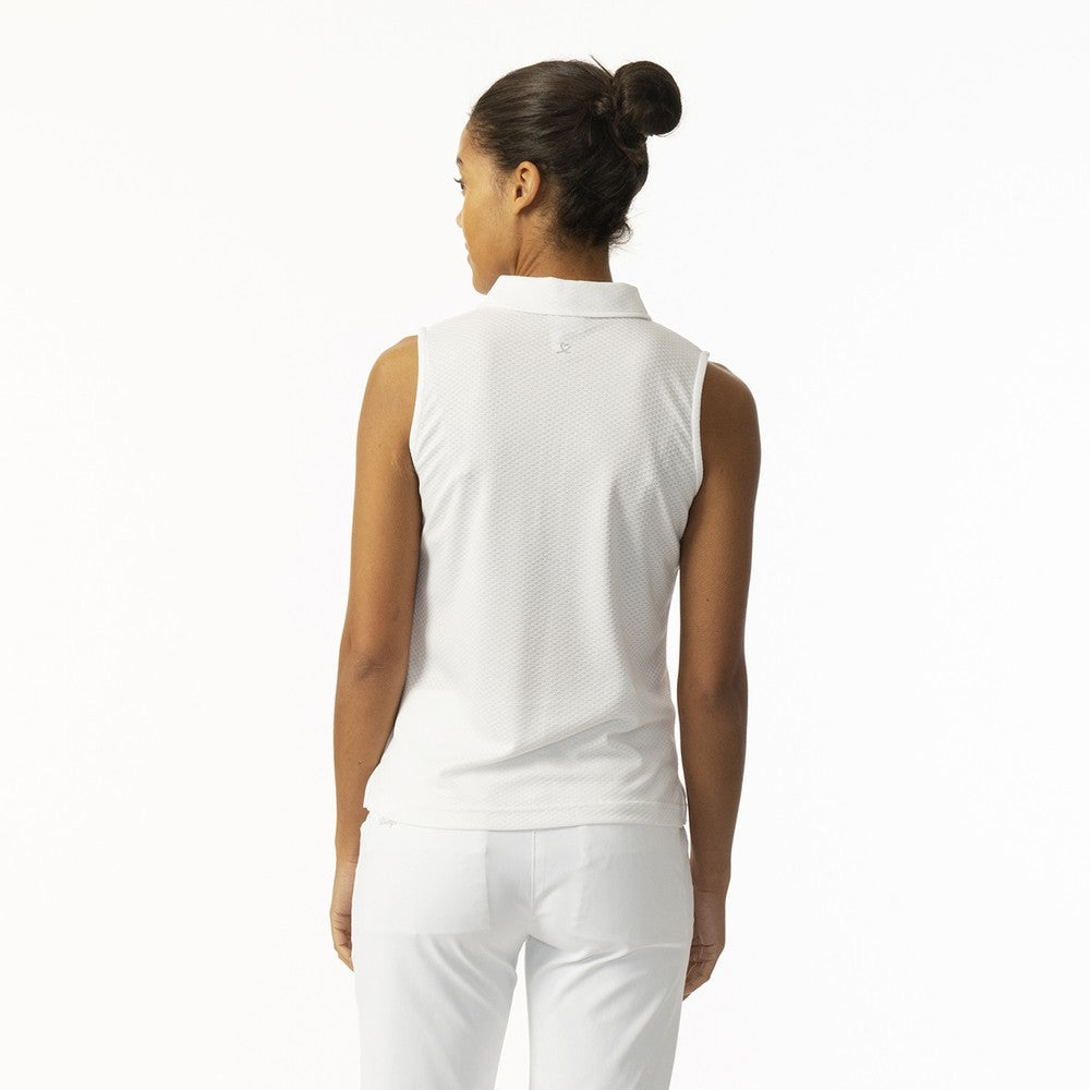 Daily Sports Honeycomb Structured Sleeveless Polo Shirt in White