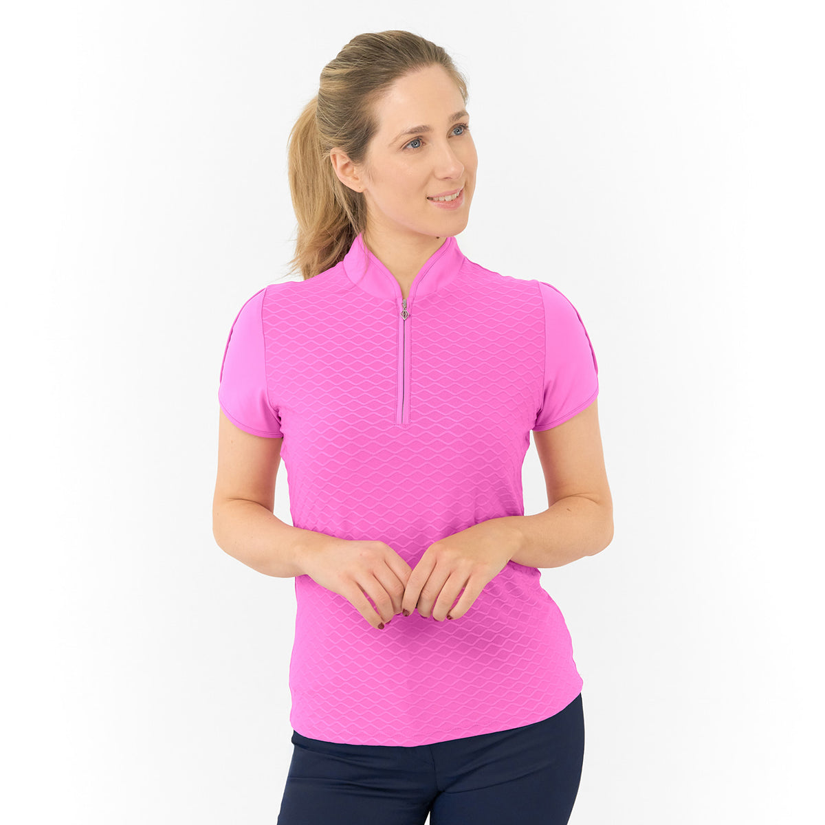 Pure Golf Ladies Cap Sleeve Polo with Wave Print