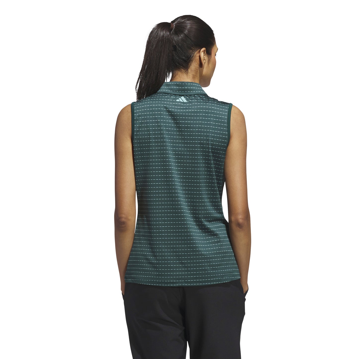 adidas Golf Ladies Sleeveless Zip-NeckTop with Dashed Line Print