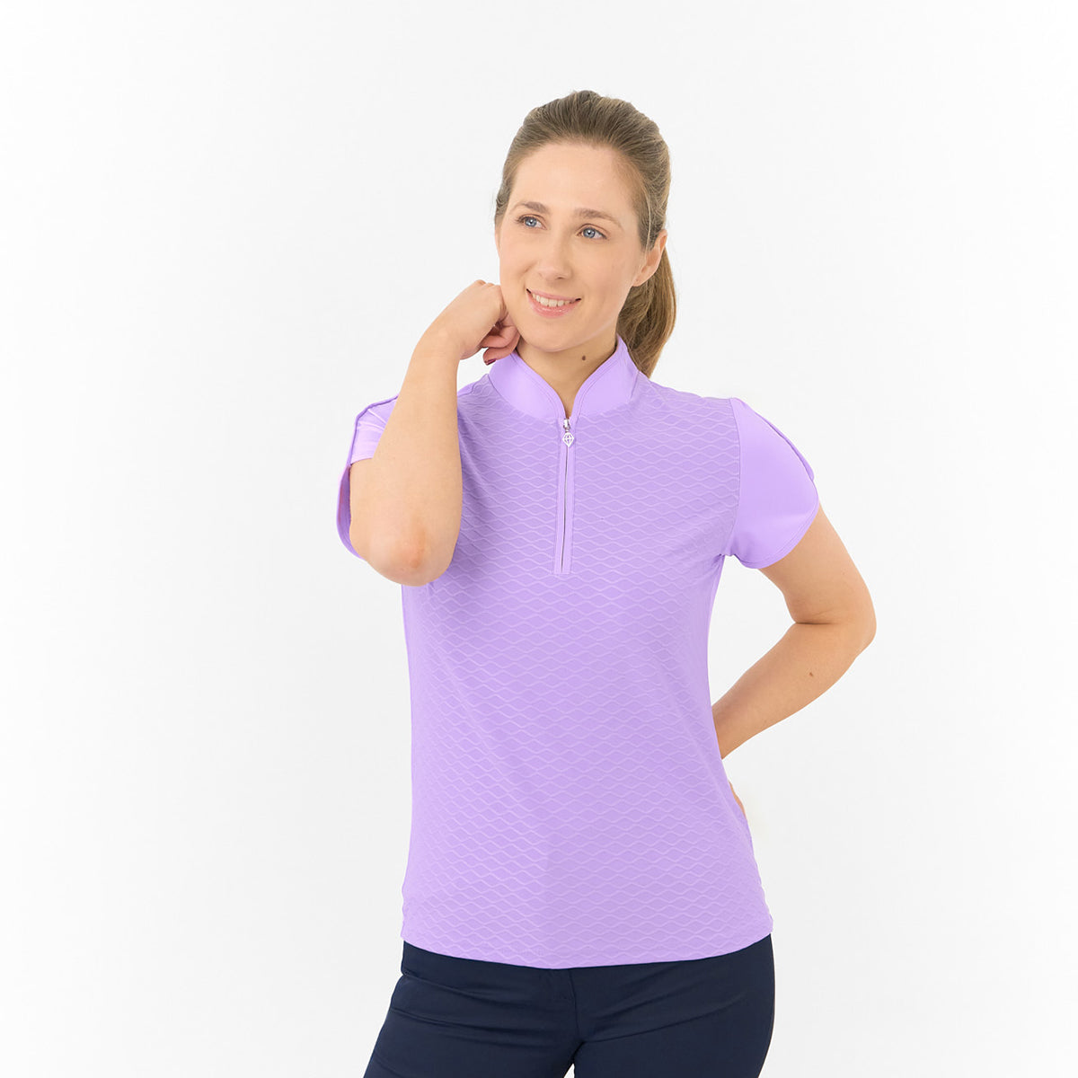 Pure Golf Ladies Cap Sleeve Polo with Wave Print