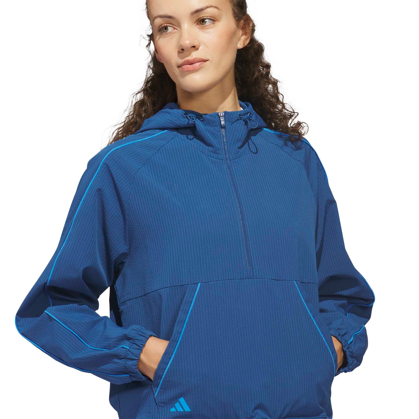 adidas Golf Women’s Seersucker 1/4 Zip Hoodie – Lightweight Comfort with Modern Fit & Front Pocket