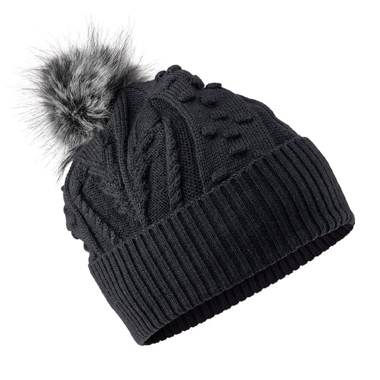 Daily Sports Ladies Fleece Lined Faux Fur Bobble Hat in Navy