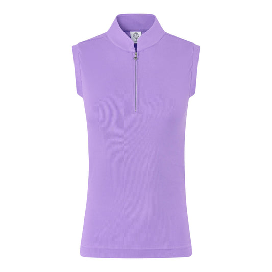 Pure Golf Ladies Sleeveless Zip Top in Deep Lilac