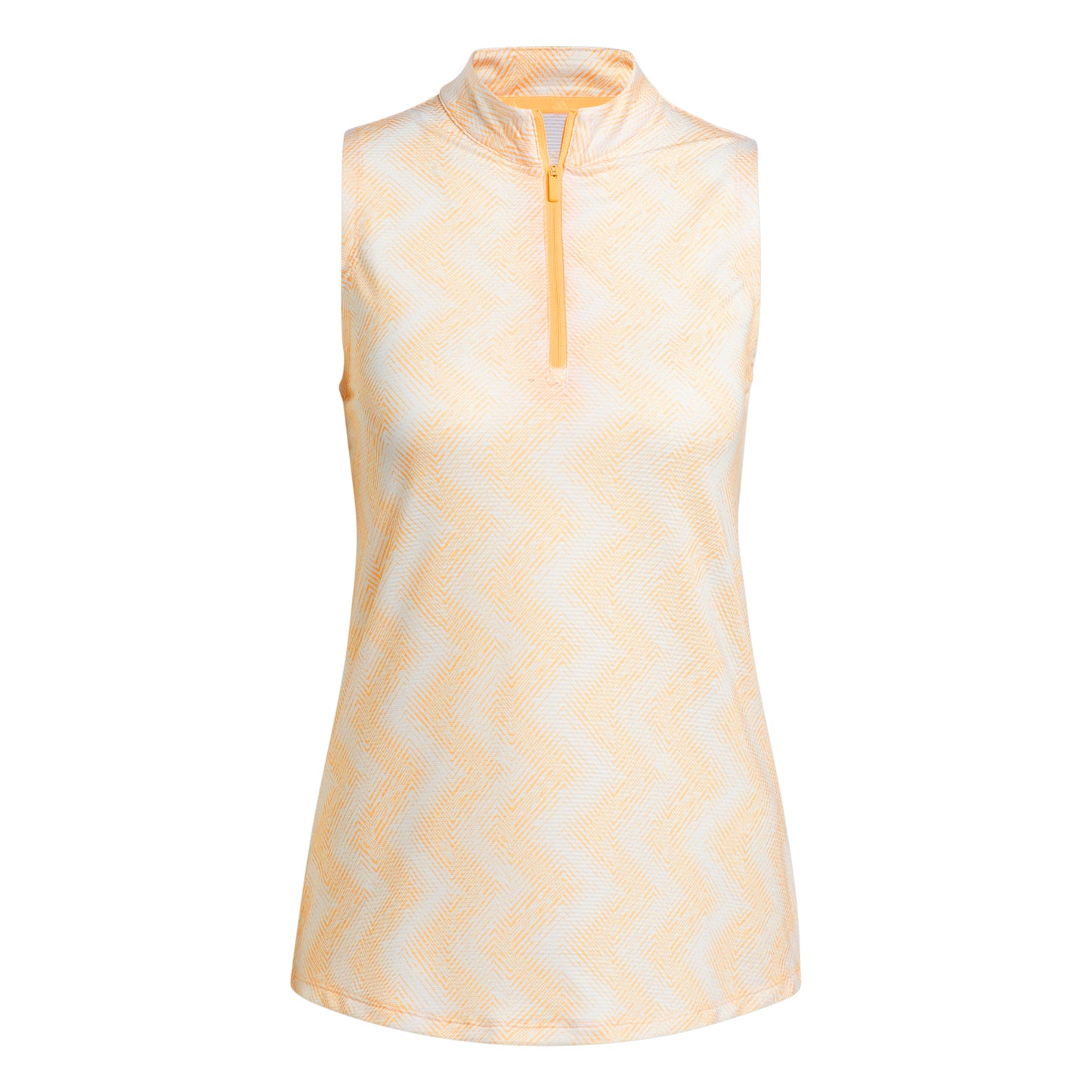 adidas Ladies Sleeveless Golf Polo with Abstract Zig-Zag Print in Semi Spark
