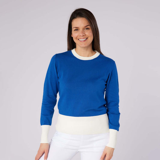 Swing Out Sister Ladies Colour Block Knitted Sweater - Feminine Comfort & Course Ready Style