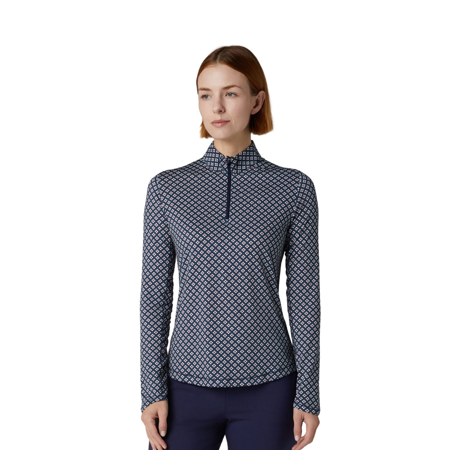 Callaway Ladies Mini Floral Print Golf Top in Navy