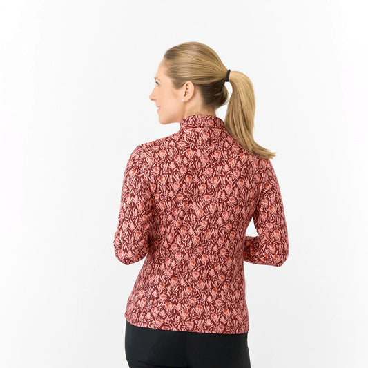 Pure Ladies Brushed-Backed Roll Neck with Autumnal Floral Print