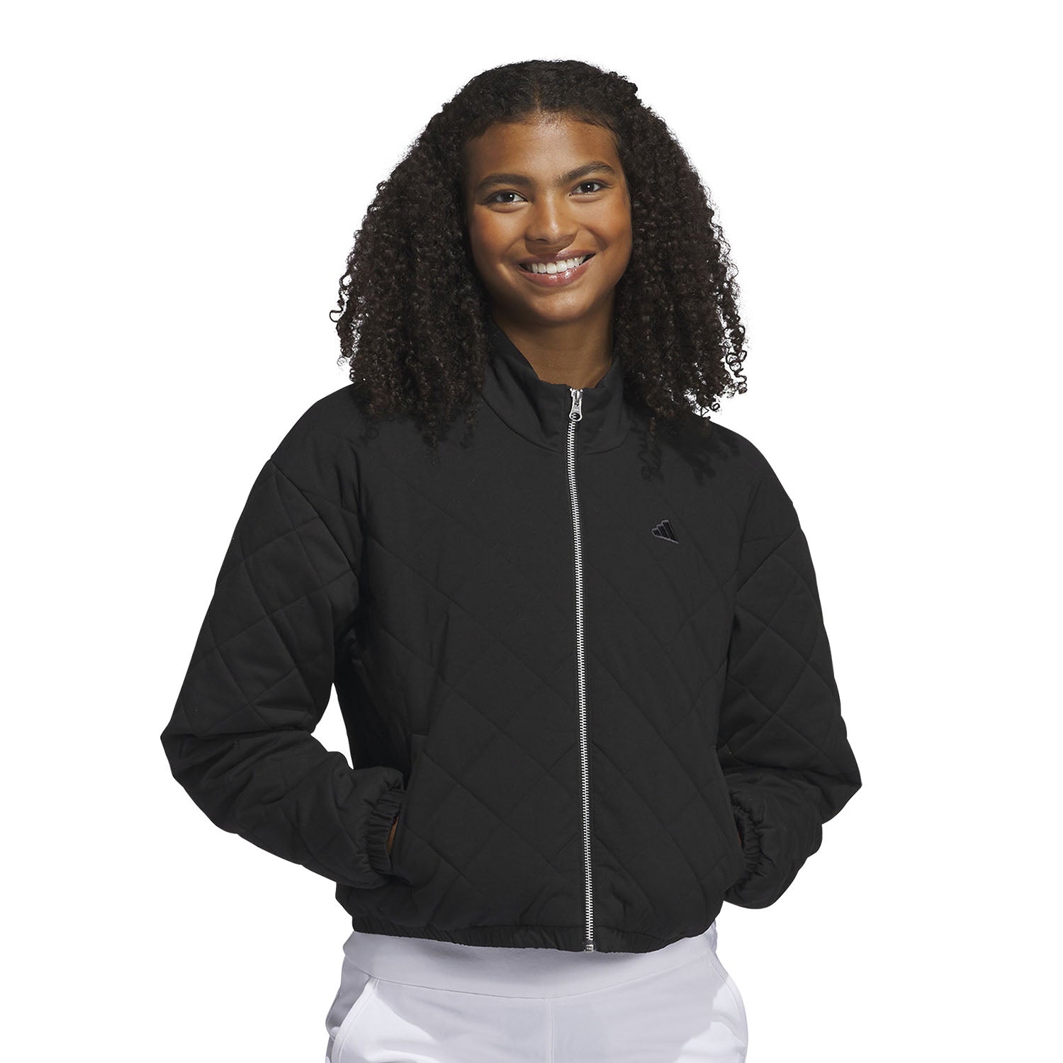 adidas Golf Ladies Black Quilted Bomber Jacket Last One Large
