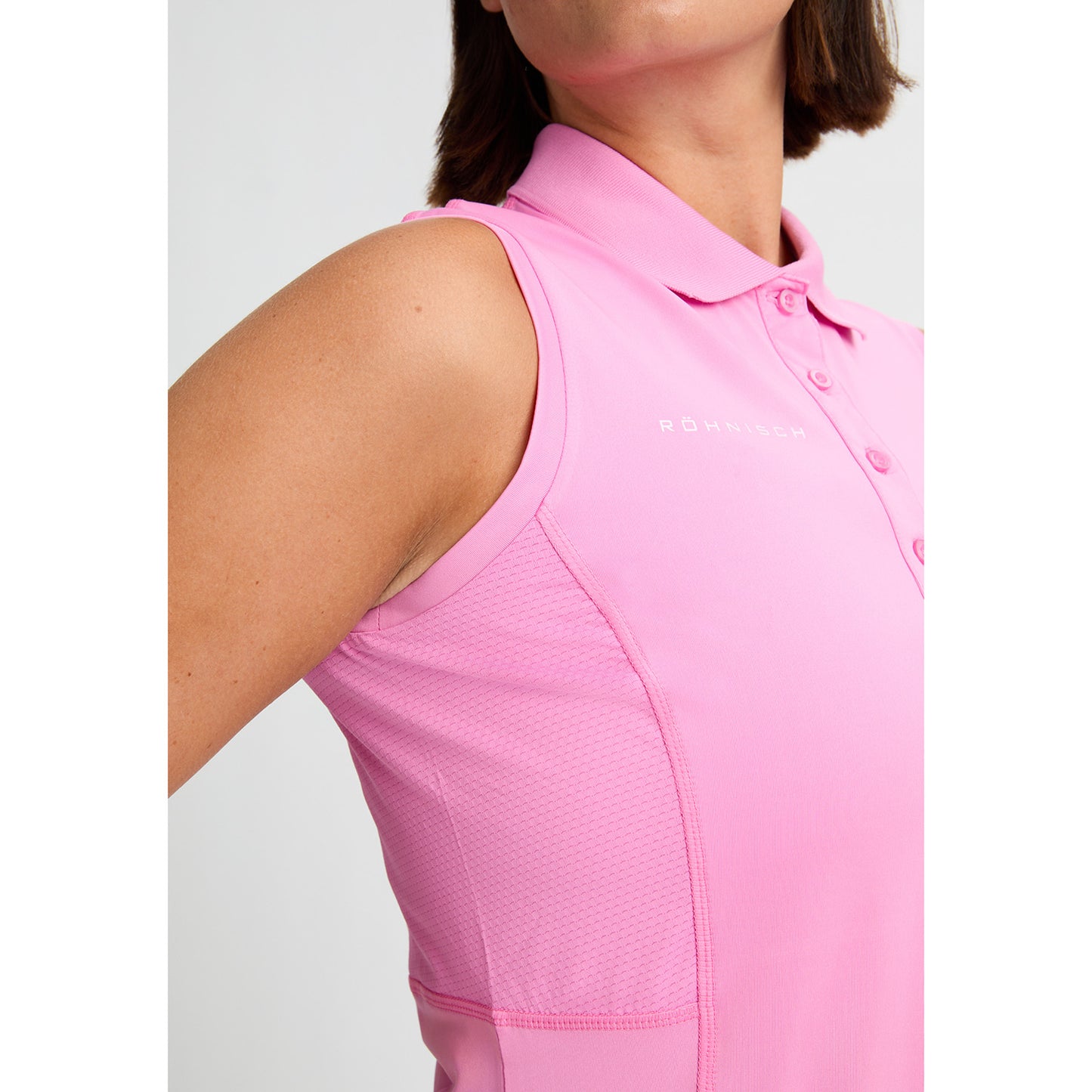 Rohnisch Ladies Sleeveless Polo with Textured Panels