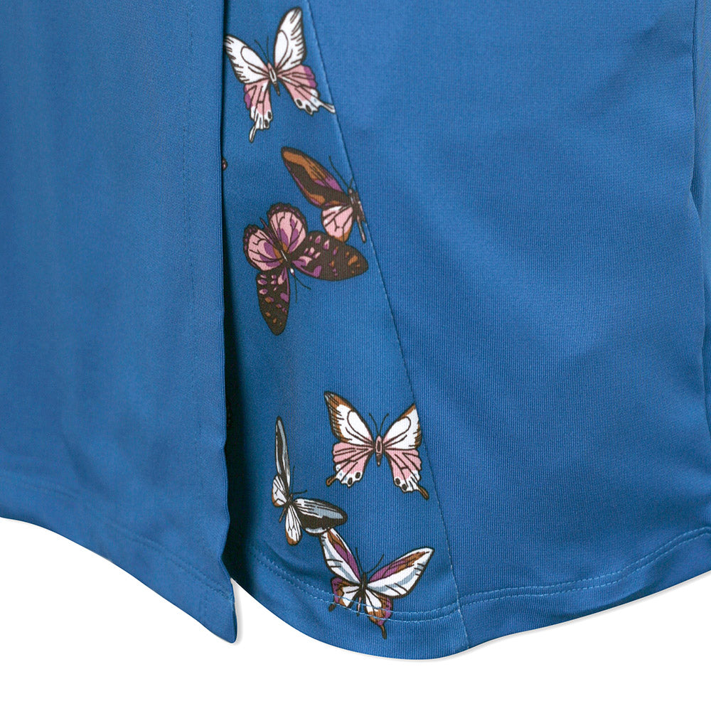 Callaway Ladies Faux Wrap Skort with Butterfly Print Panel in Blue Baleine