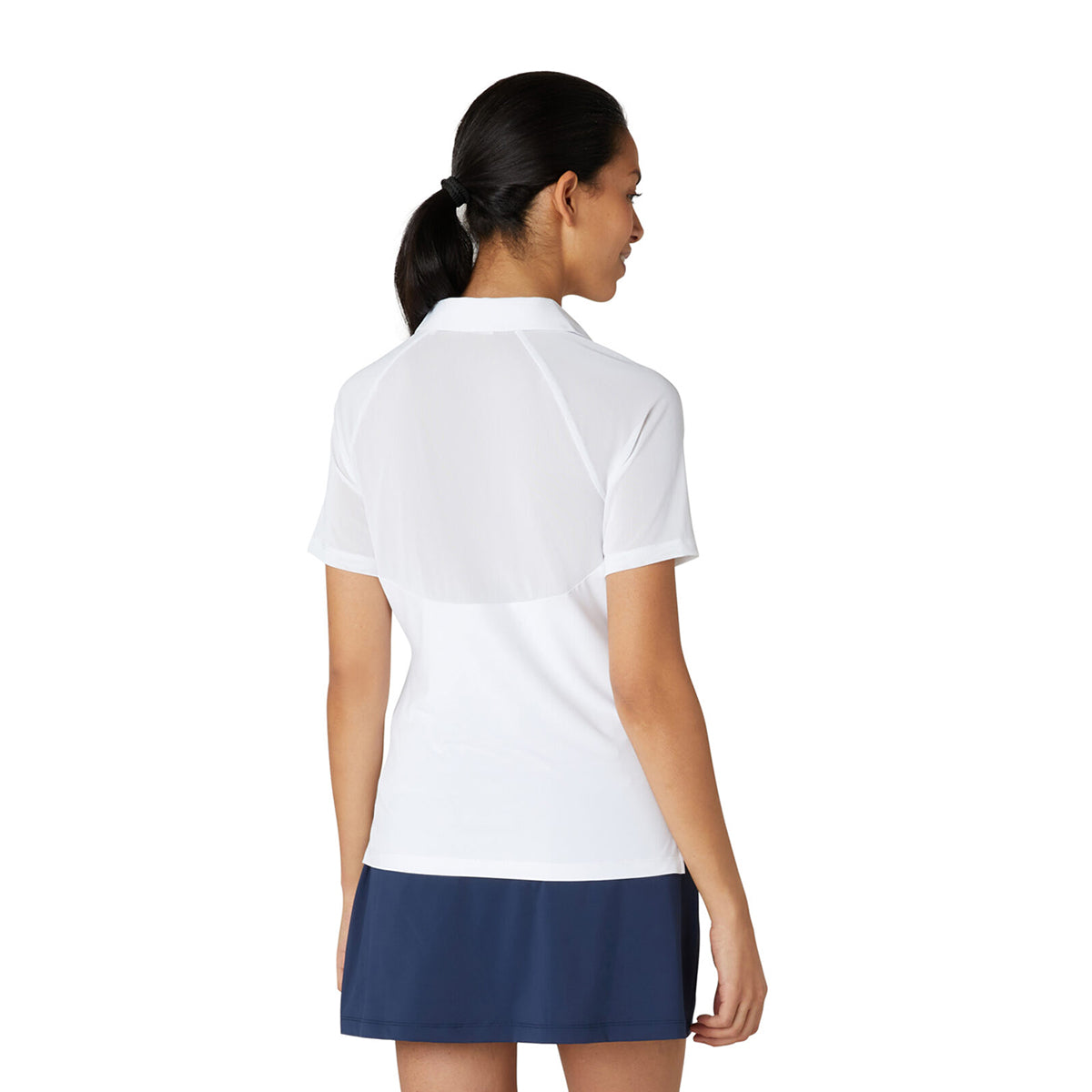 Original Penguin Ladies Short Sleeve V-Neck Polo With Mesh Detail in Bright White