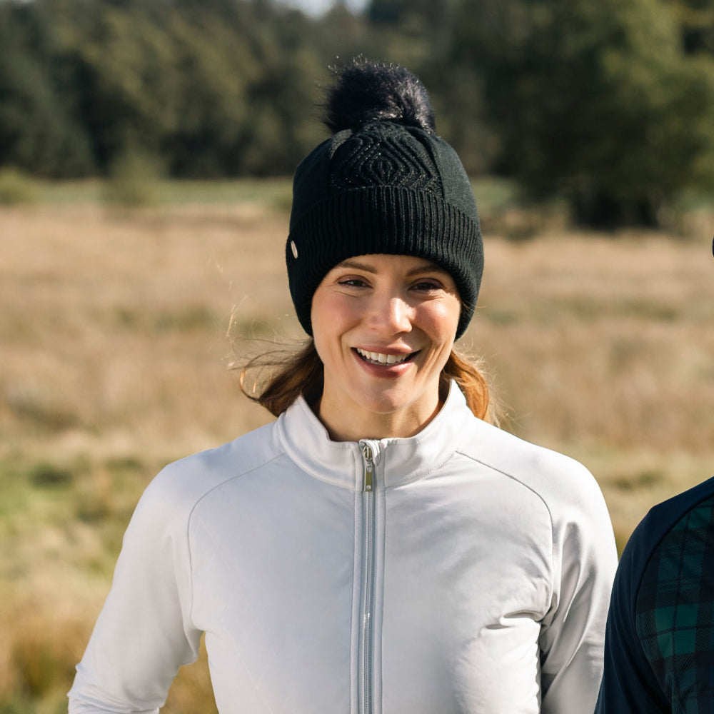 Glenmuir Ladies Black Thermal Lined Bobble Hat - Where Winter Warmth Meets Timeless Style