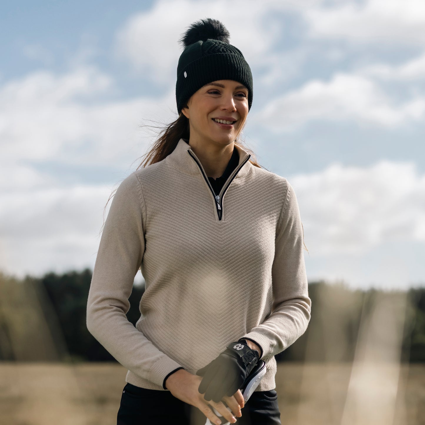 Glenmuir Ladies Zip-Neck Sweater for Effortless Merino Luxury, Wherever the Day Takes You