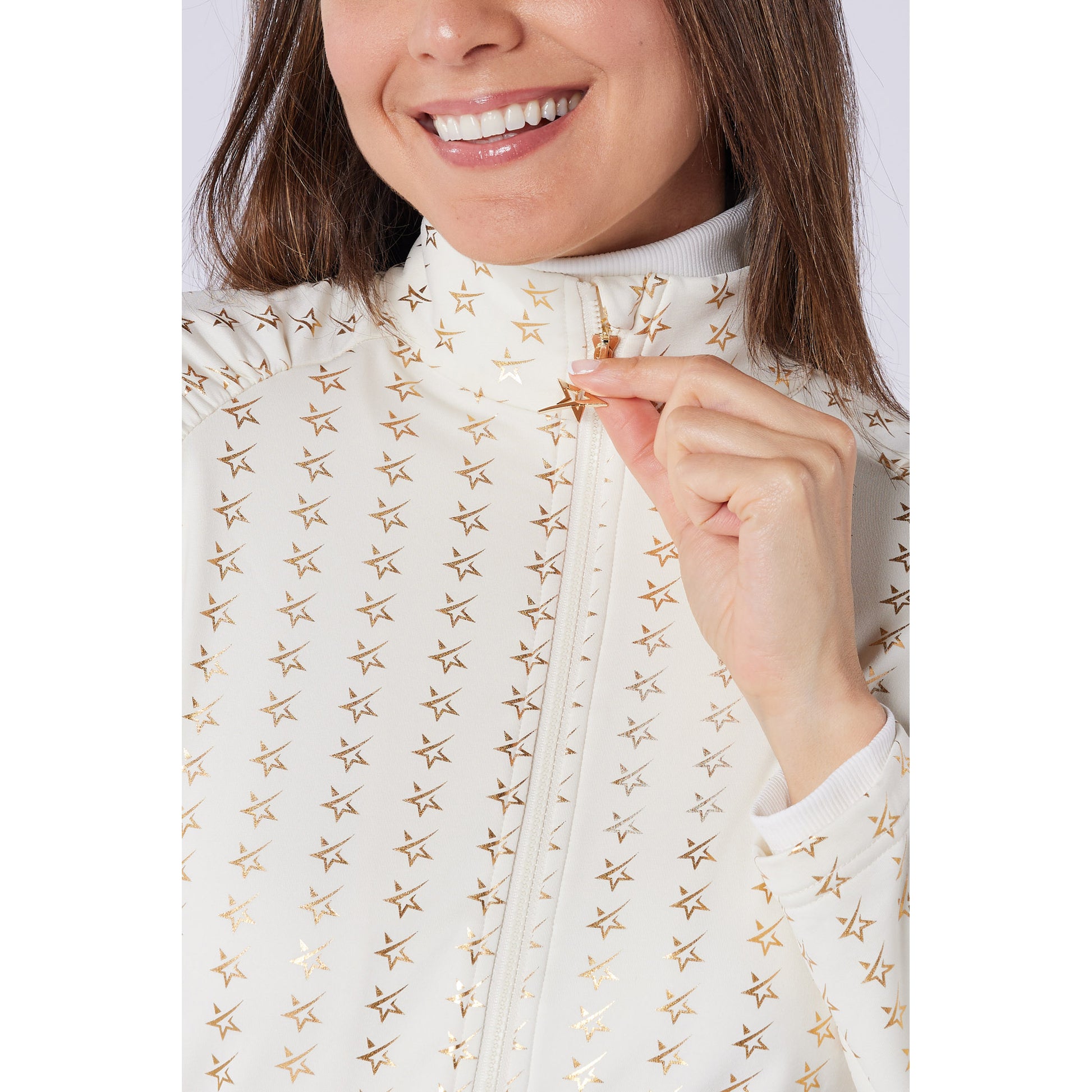 Swing Out Sister Ladies Brushed-Backed Full-Zip Mid Layer with Star Print