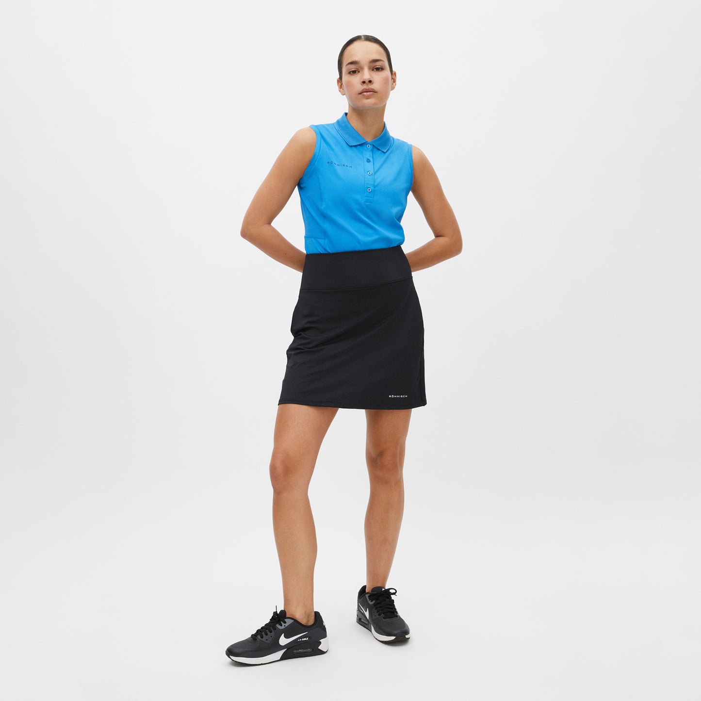 Rohnisch Ladies Sleeveless Polo with Textured Panels in French Blue