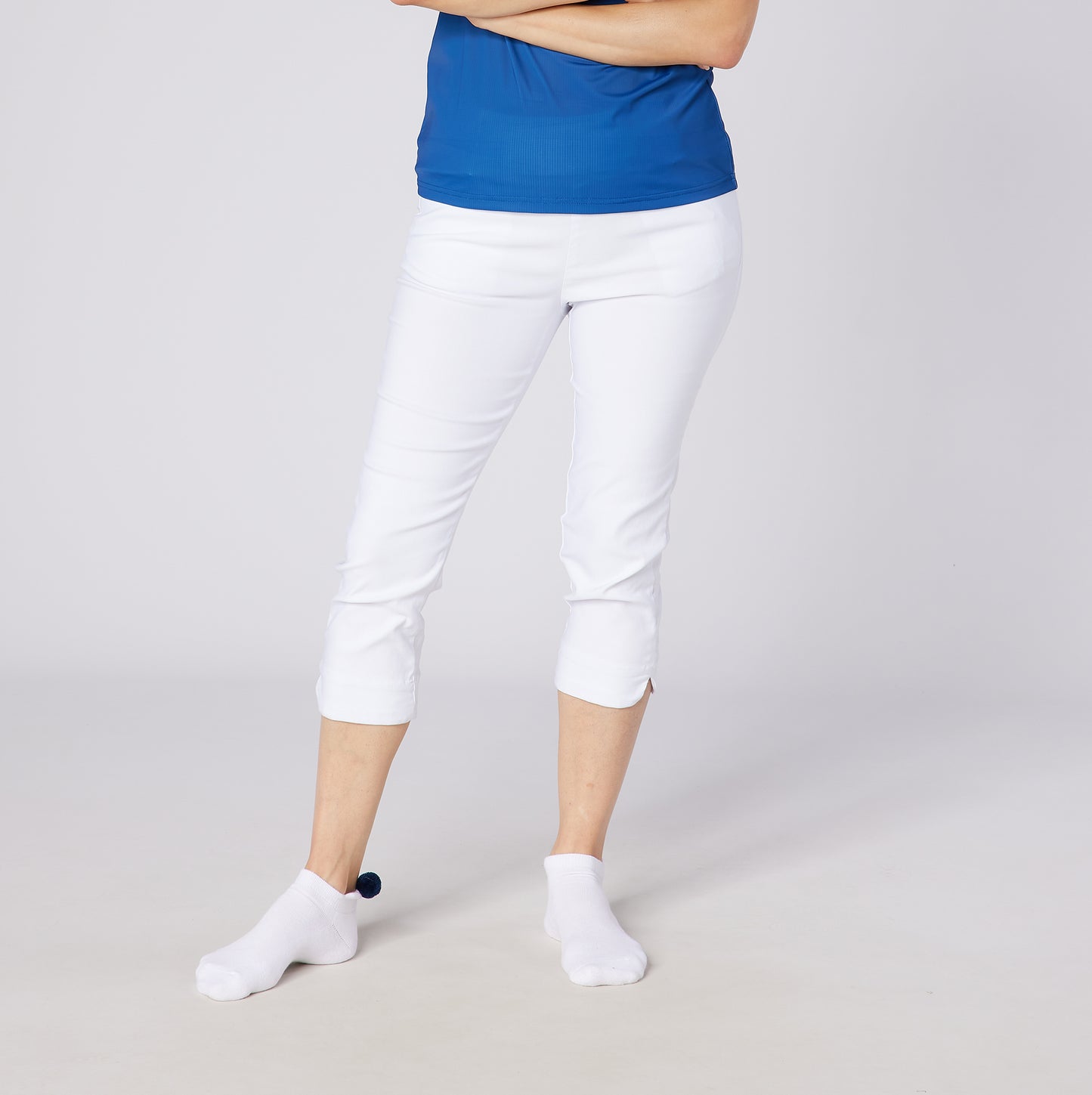 Swing Out Sister Ladies Pull On Capris in Optic White