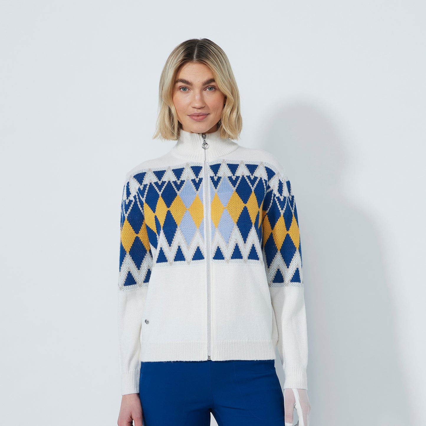 Daily Sports Ladies Argyle Cardigan with Diamond Design