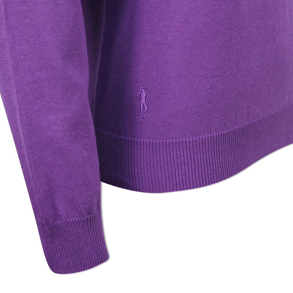Glenmuir Ladies 100% Cotton V-Neck Sweater in Royal Purple
